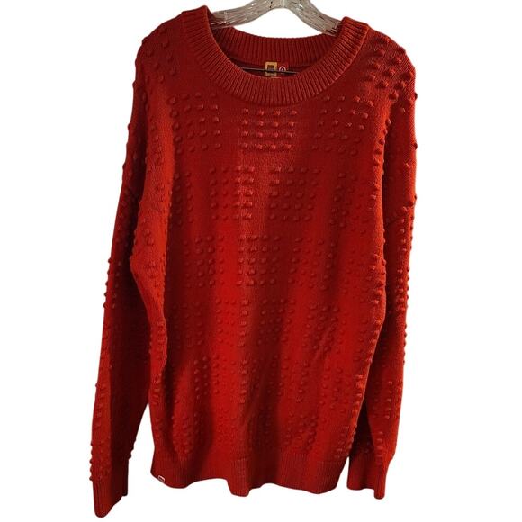 Lego Women's Red Textured Thick Pom Pom Sweater Size Large - Picture 1 of 6